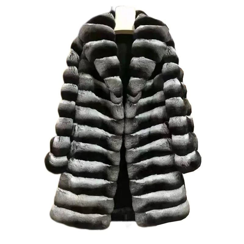 Street Otter Rabbit Fur Imitation  Coat Women's Winter Warm Mink  Casual Medium Long Thick Trench