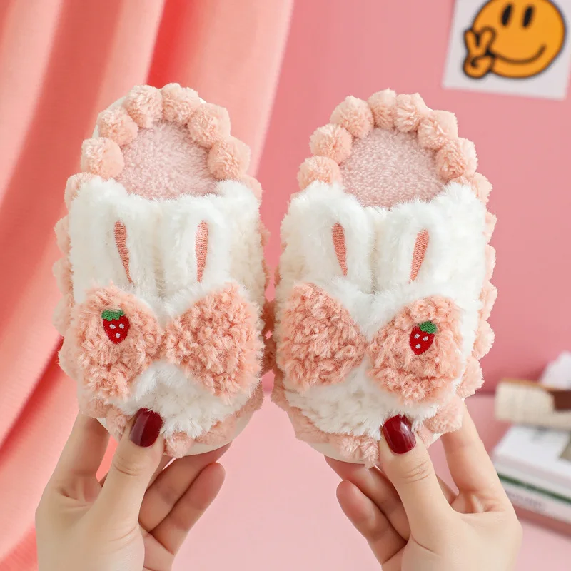 Зимние Теплые Детские Плюшевые Тапочки С Рисунком Принцессы Бантом Унисекс