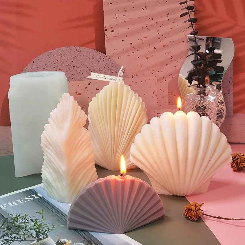 

Silicone Candle Mold DIY Leaf Scented Candle Making Resin Molds Geometric Large Scallop Candle Soap Plaster Wax Mold Home Decor