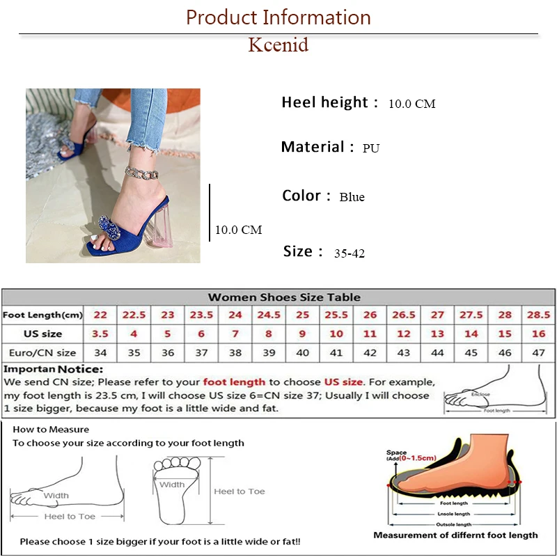 Модные летние джинсовые сандалии Kcenid прозрачные туфли на высоком каблуке со