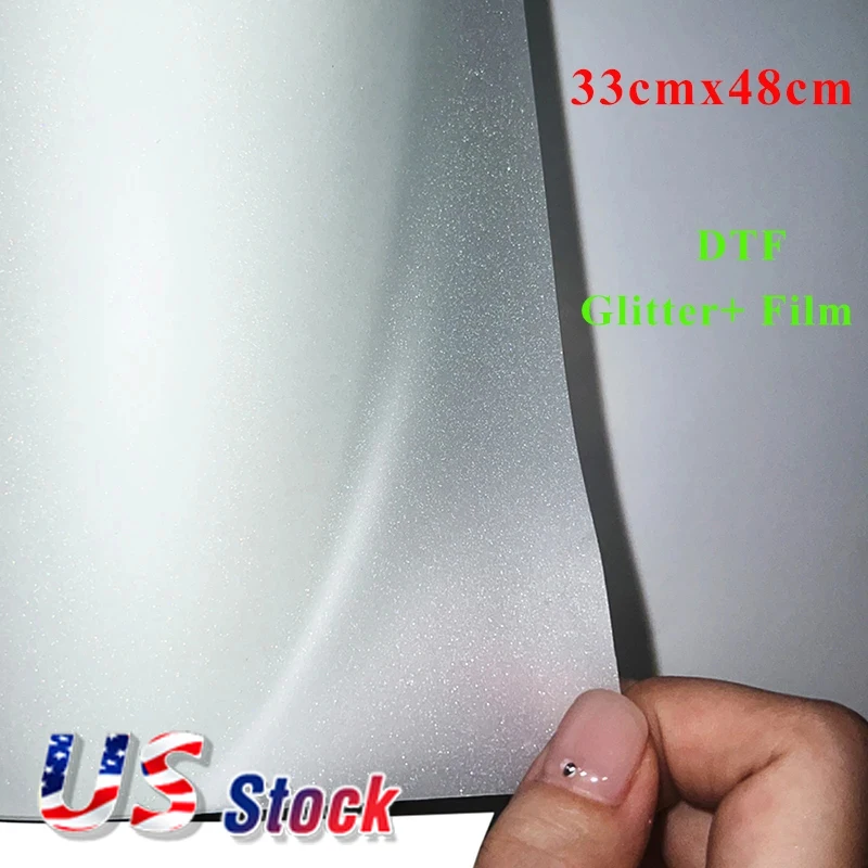 

CALCA 100pcs Sheets 13inx19in/33cmx48cm DTF Glitter+ Film Cold Peel Single Side Direct to Transfer Film Paper for DTF Ink Powder