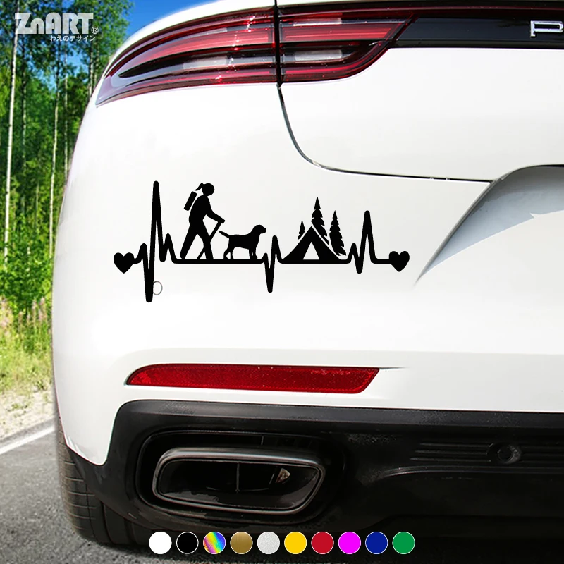

Girl Hiker Camping with Dog Car Sticker Reflective Body Window Bumper Sticker Waterproof Vinyl Decal Auto Accessories