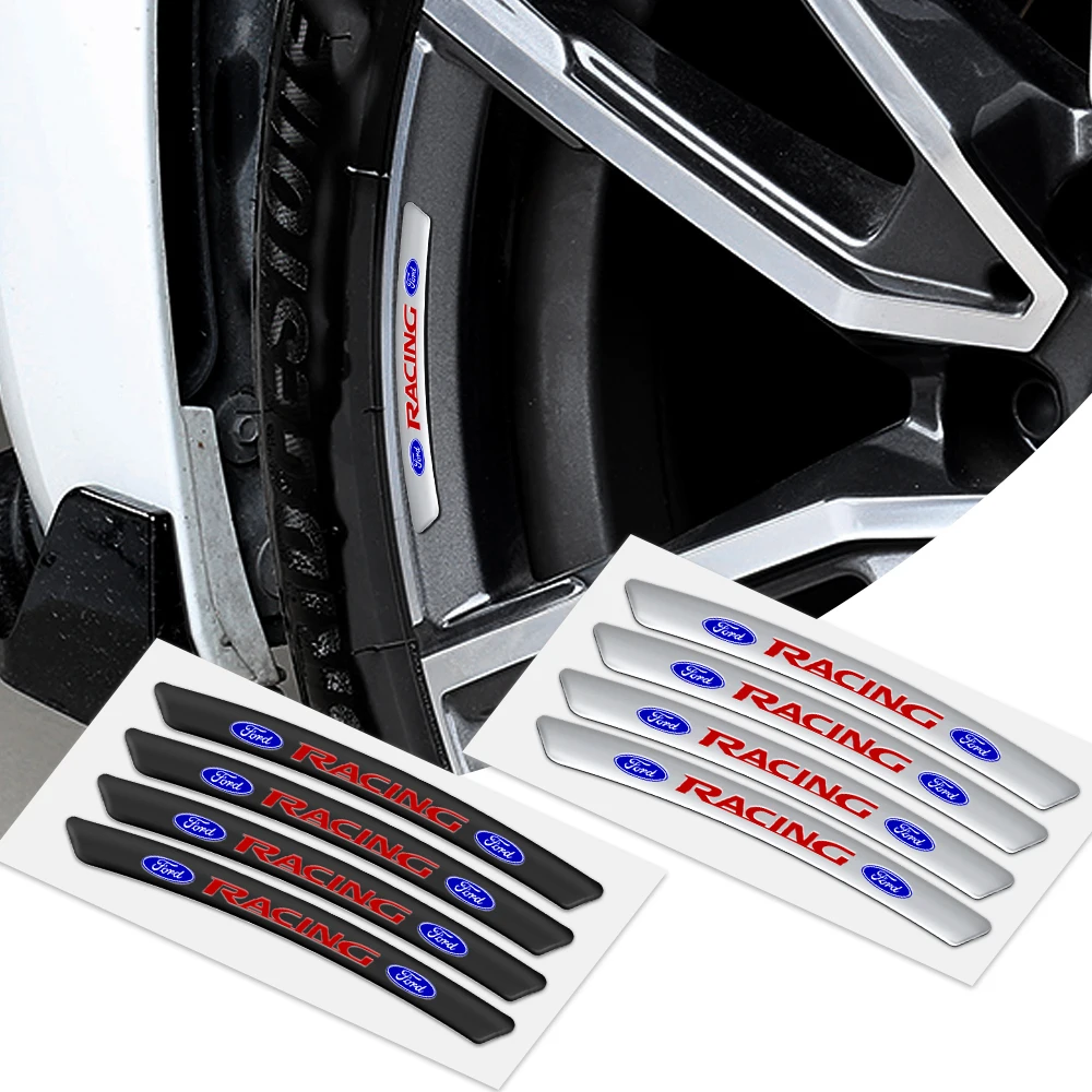 

4pcs Car Badge Aluminum Wheel Hub Rims Decoration Stickers For Ford Fiesta Mondeo Fusion Explorer Escape Shelby Edge Ghia ST