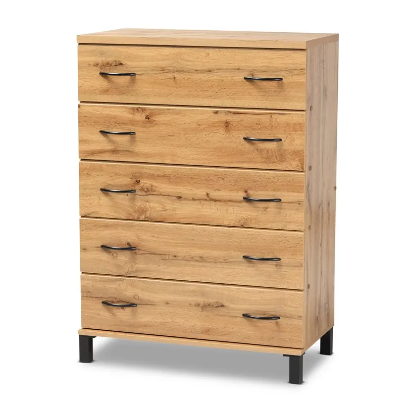 

Modern and Contemporary Oak Brown Finished Wood 5-Drawer Storage Chest