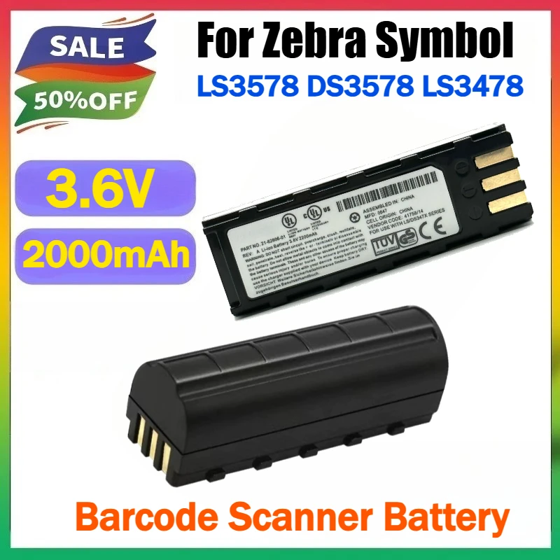 Фото Литий-ионный аккумулятор 3.6V 2200mAh 21-62606-01 для замены в сканерах штрих-кодов Zebra Symbol LS3578, DS3578, LS3478 №1