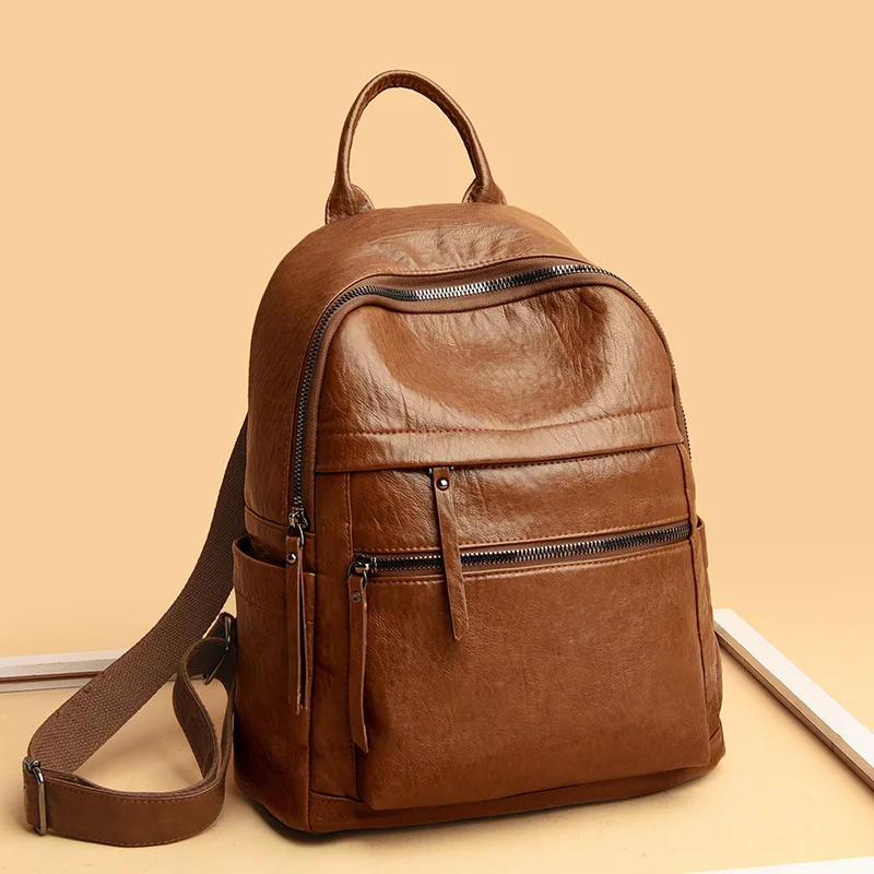 

Backpack Women's High Capacity 2023 New Fashion Versatile Soft Leather Anti Theft Backpack Student Leisure Travel Bag Women