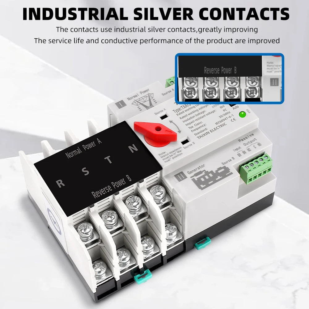 4P 3 Фазы Din Rail ATS Двойной Питания Автоматический Переключатель Переключатели Селектора Электрические Безотказные 63A 100A 125A включено.