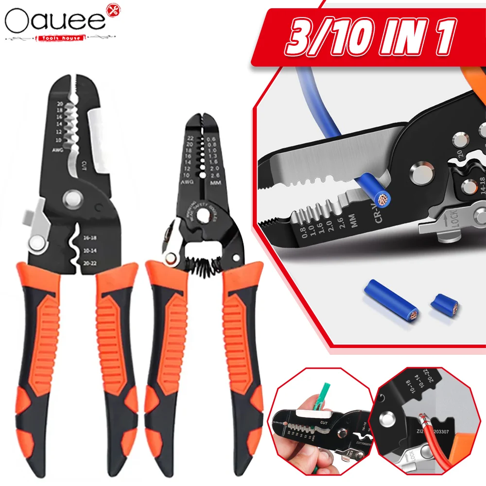 

185mm Stripping Crimping Pliers Wire Stripper Multi Functional Ring Crimpper Electrician Peeling Network Cable Stripper Tools