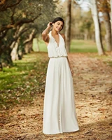 chenxiao a line wedding dresses bohemia v neck sleeveless back zipper lace ivory white bridal gowns vestidos de