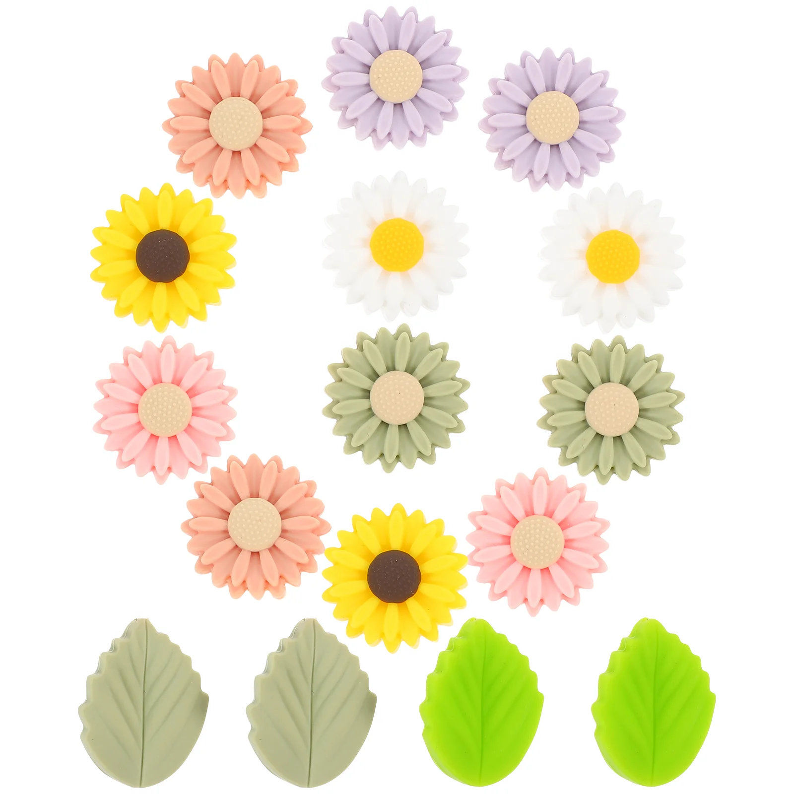 

16 Pcs Rose Quartz Silica Beads Keychain Accessories Gel Cartoon Needle Stoppers