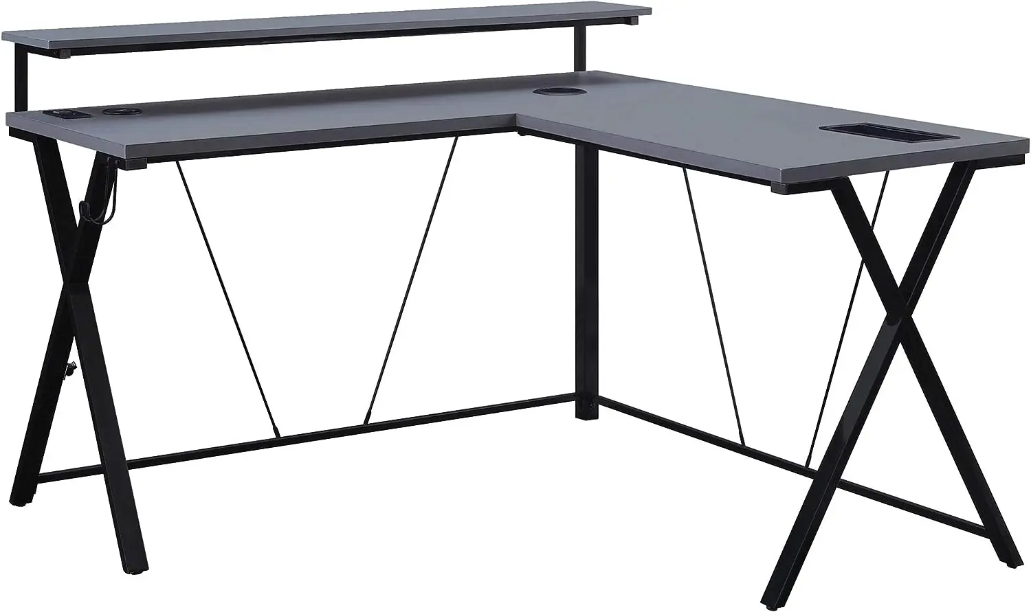 

Battlestation L Shaped Gaming Desk with RGB LED Lights, Black