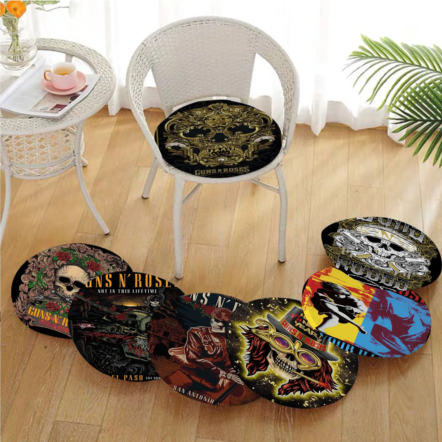 

Guns N Roses Rock Music Modern Minimalist Style Seat Cushion Office Dining Stool Pad Sponge Sofa Mat Non-Slip Chair Mat Pad