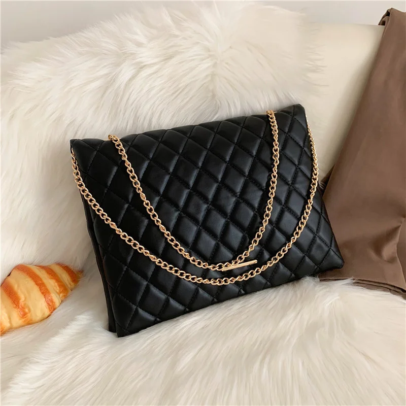 

2023 New Spring Shoulder Bag Fashion Plaid Pu Leather 2023 Bags For Women Large Envelope Handbags And Purses