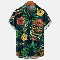 smile skull 3d print hawaiian shirt for men summer cool streetwear lapel short sleeve casual shirt oversized european size shirt