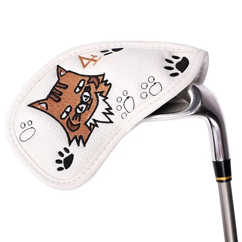 

9pcs High End Embossed PU Material Golf Iron Cover Pieces Of Golf Iron Head Cover Universal Suit With Different Animal Patterns