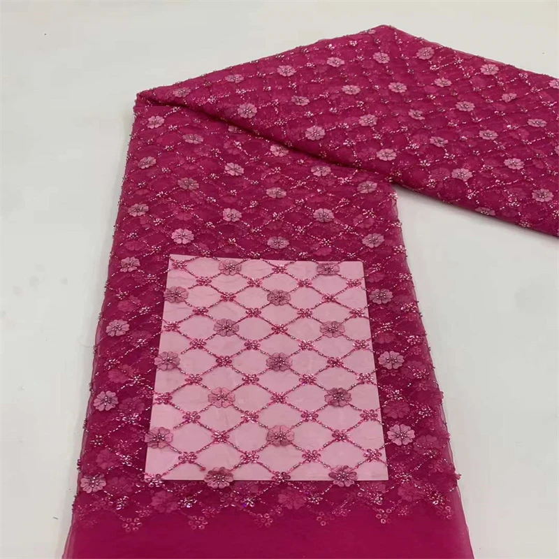 2023 элегантная кружевная ткань с бусинами и блестками Высококачественная