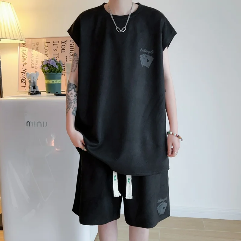 Летний спортивный комплект для мужчин жилет и шорты бега на открытом воздухе