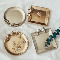vintage gold resin storage tray tableware retro wedding cake storage tray ring jewelry bedroom round trays decorative home deco