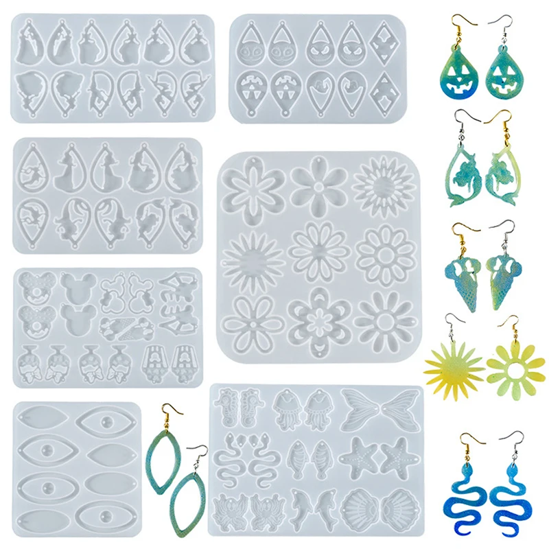 

1Pcs Silicone Keychain Mould Flower Mould Pendant Feather Mold Epoxy Casting Decoration Halloween Earring Mold For DIY Jewelry