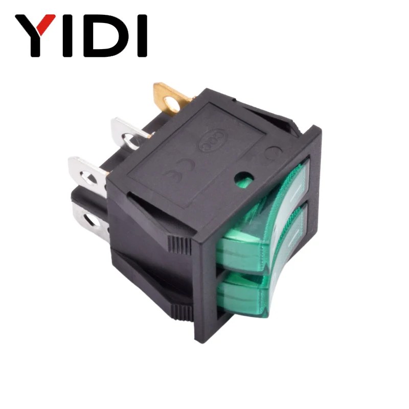 Пластиковый кулисный переключатель KCD6 с подсветкой двойная кнопка лодка 6