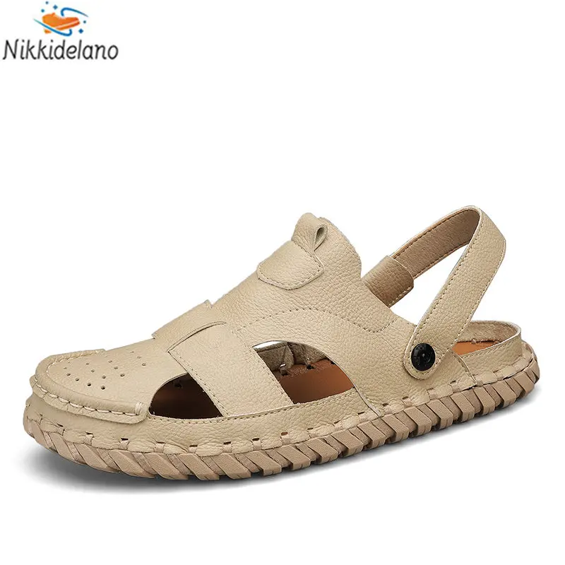 

New Men's Genuine Leather Sandals Brand Beach Sandal Summer Male Outdoor Casual Lightweight Sandal Fashion Sneakers Large Size