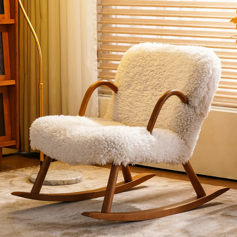 

Wood rocking Chairs Armrest sofas Recliner salon Minimalist comfortable balcony lazy Chairs couch Lounge Living Room furniture
