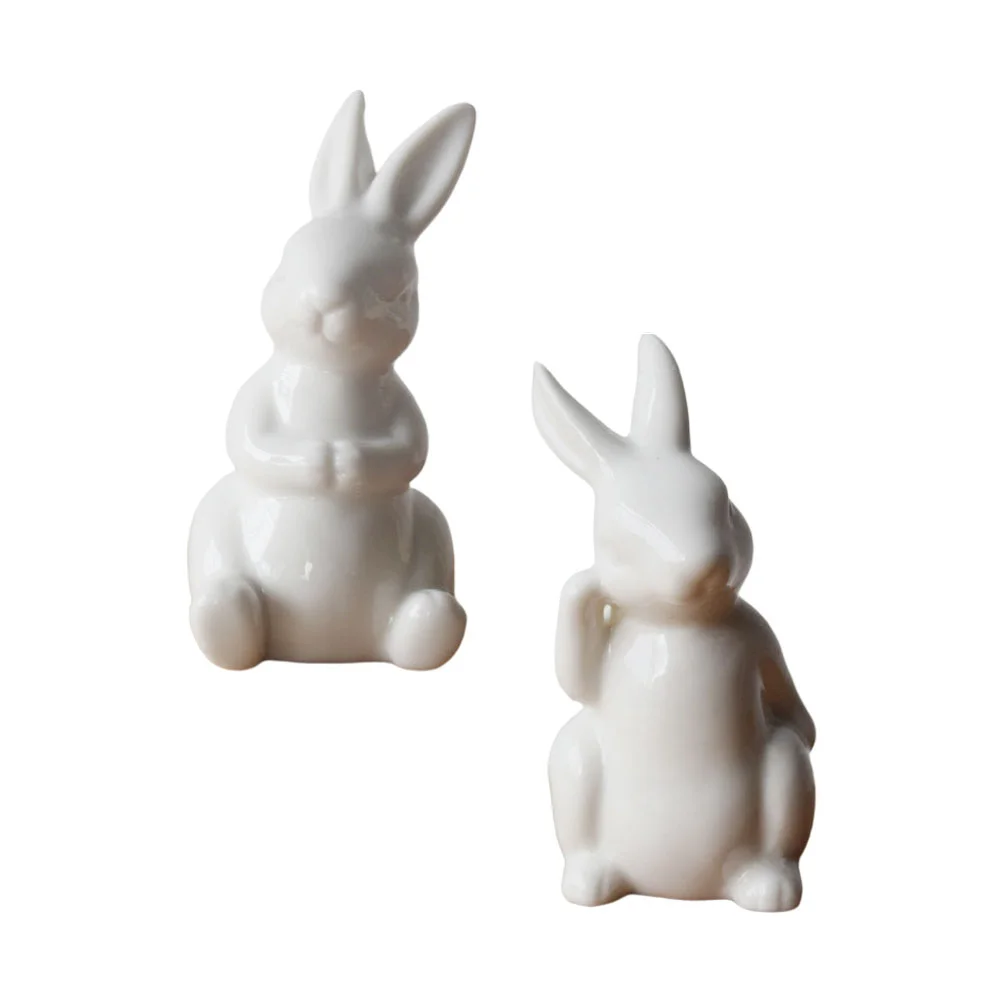 

Rabbit Bunny Easter Decor Ceramic Home Figurine Figurines Ornament Table Decorations Statues Decors Animal Miniature Toy