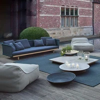 outdoor sofa courtyard sunshine room rattan sofa hotel garden teak rattan chair combination designer furniture