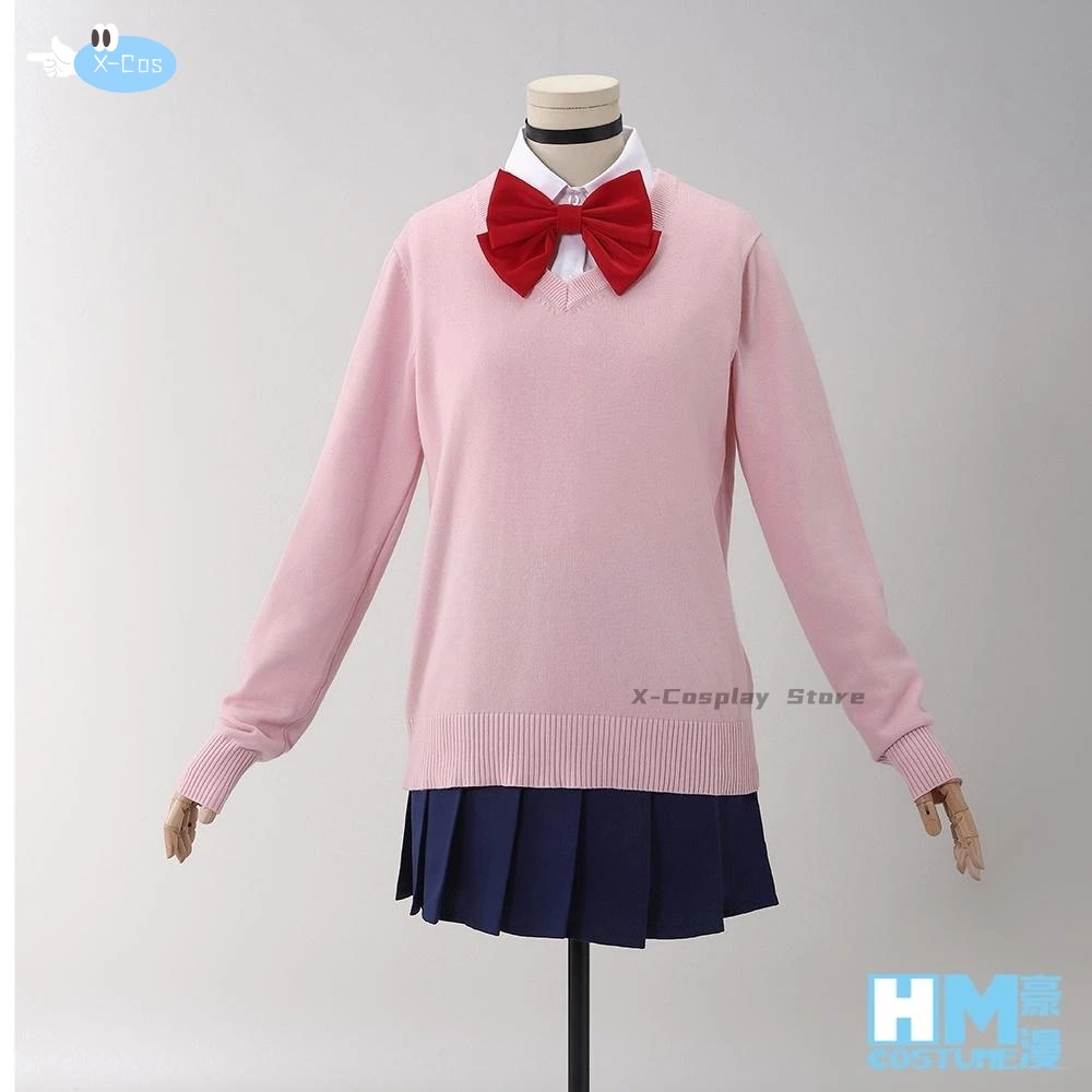 Аниме Dandadan Momo Ayase Косплей Костюм Парик Вязаный Свитер Топ Юбка Серьги Колье