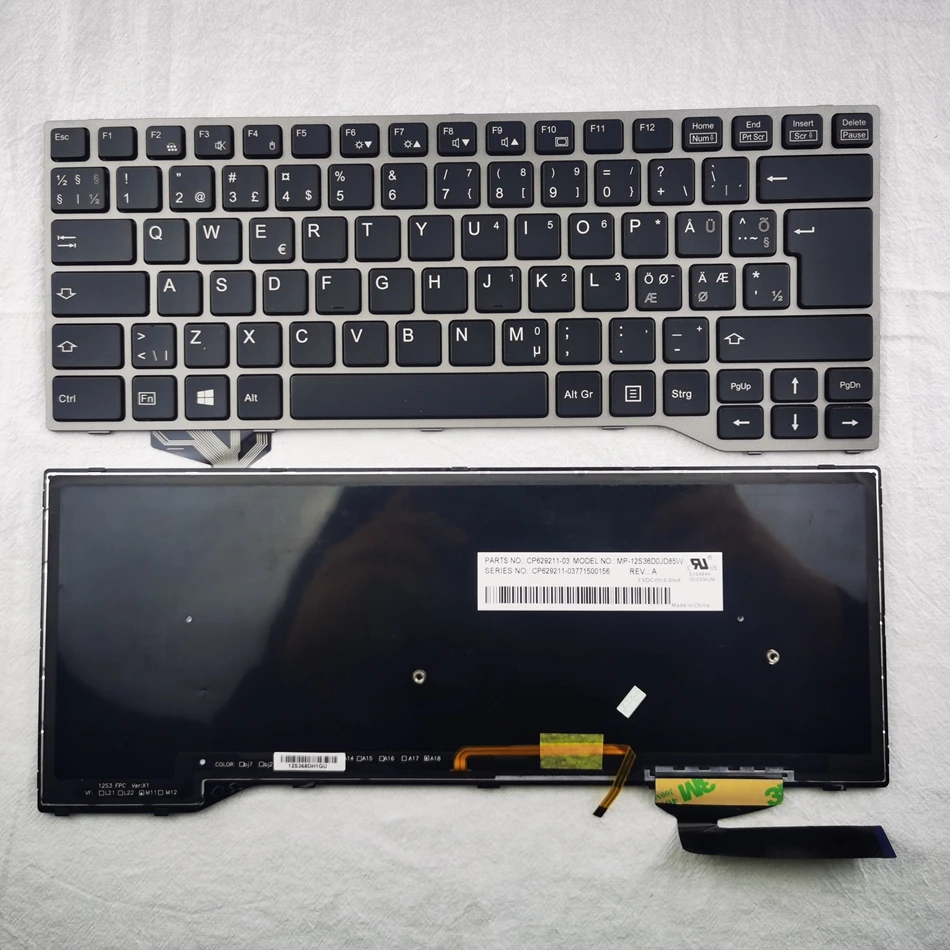 

Nordic Backlit Laptop Keyboard For Fujitsu Lifebook E733 E734 E743 E744 U745 E546 E547 E544 E736 E746 Series ND Layout