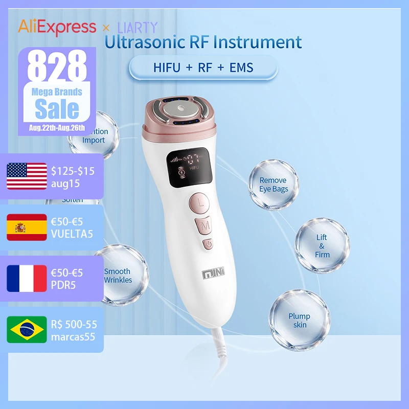 3 Modes Mini HIFU Ultrasound Machine RF EMS Facial Beauty Device Face Neck Lifting Firm Brightening Anti Winkle Face Skin Care