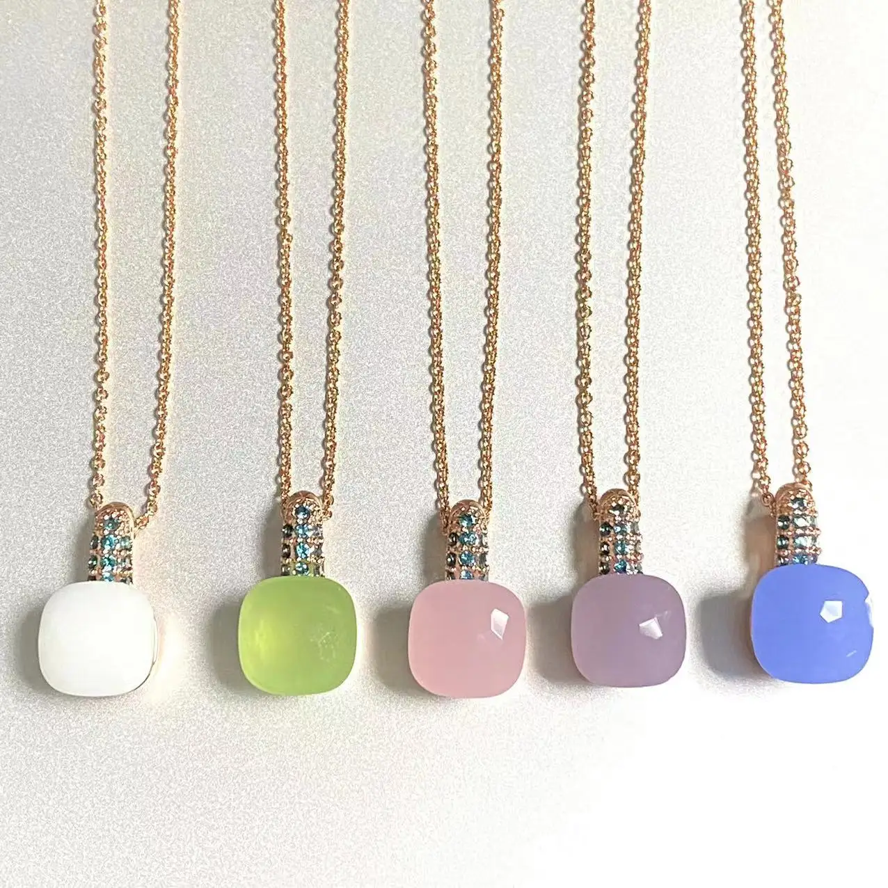 

10.6mm PomellatoCrystal Pendant Necklace Water Droplet Inlay Light Blue Zircon With Pendant Necklace For Women Jewelry Gift