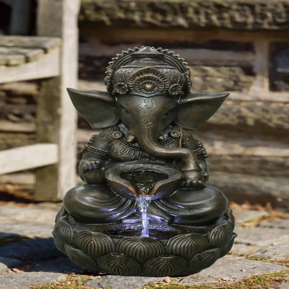 

Free Shipping LORD GANESH SCULPTURAL TABLETOP FOUNTAIN WITH COOL WHITE LED LIGHTS