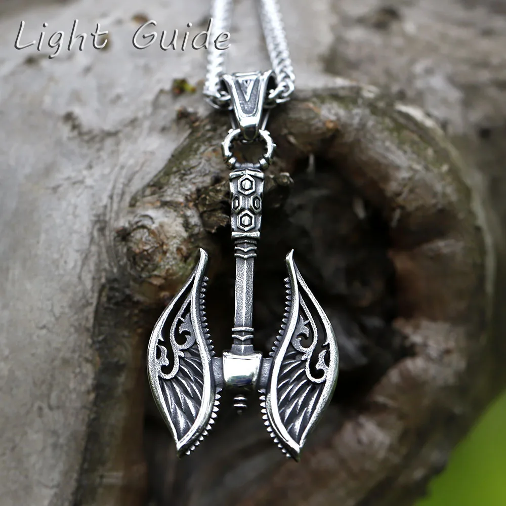 

2022 NEW Men's 316L stainless-steel Norse Viking odin Celtic Axe Pendant Necklace for teens Amulet Jewelry Gift free shipping