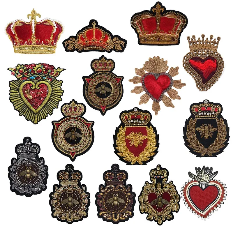 

New Metal Crown Snake Patches Embroidery Crown Lion Appliques Sew On Clothes Jeans Badges DIY Crafts