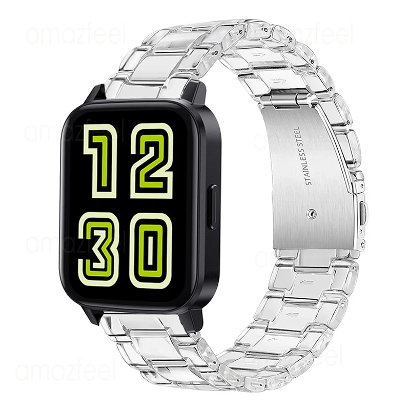 

20mm 22mm Clear Resin Strap For Realme DIZO Watch 2 Smart Watch Accessories Bracelets For Realme Watch 2/2Pro/S/S Pro Wrist Band