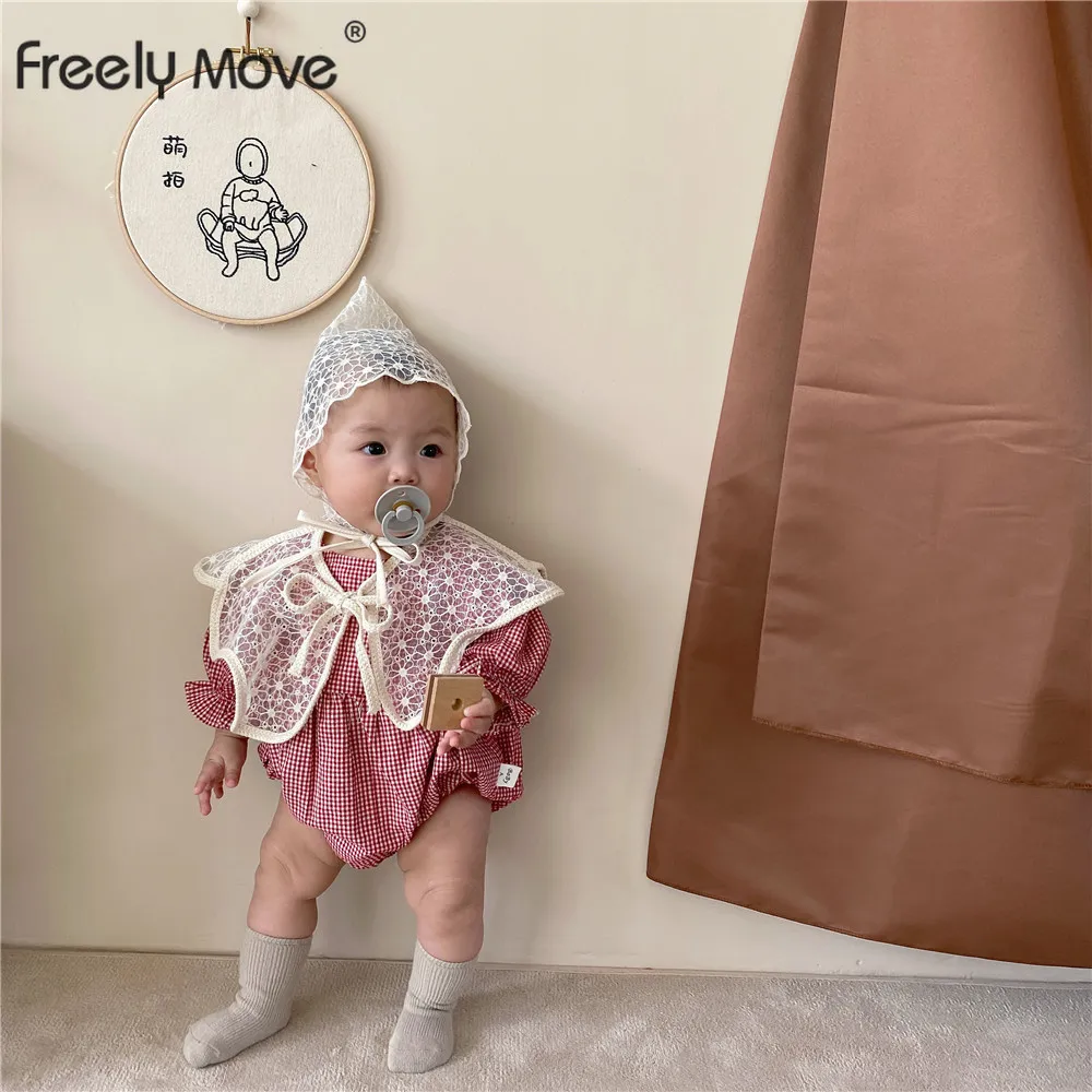 

Freely Move Summer Fashion Plaid Newborn Baby Girl Rompers Summer Baby Girls Clothing Ruffles Sleeve Rompers Jumpsuit Playsuit