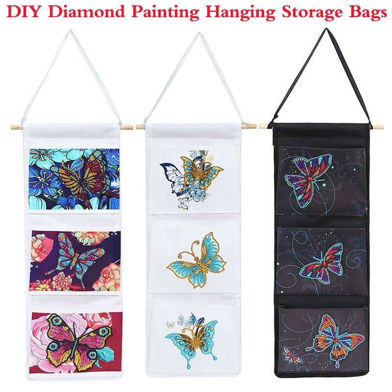 

5D DIY Diamond Painting Storage Bags Hanging Bag Foldable Canvas Bag Diamond Painting Lovers Household Storage Bag Craft Gift