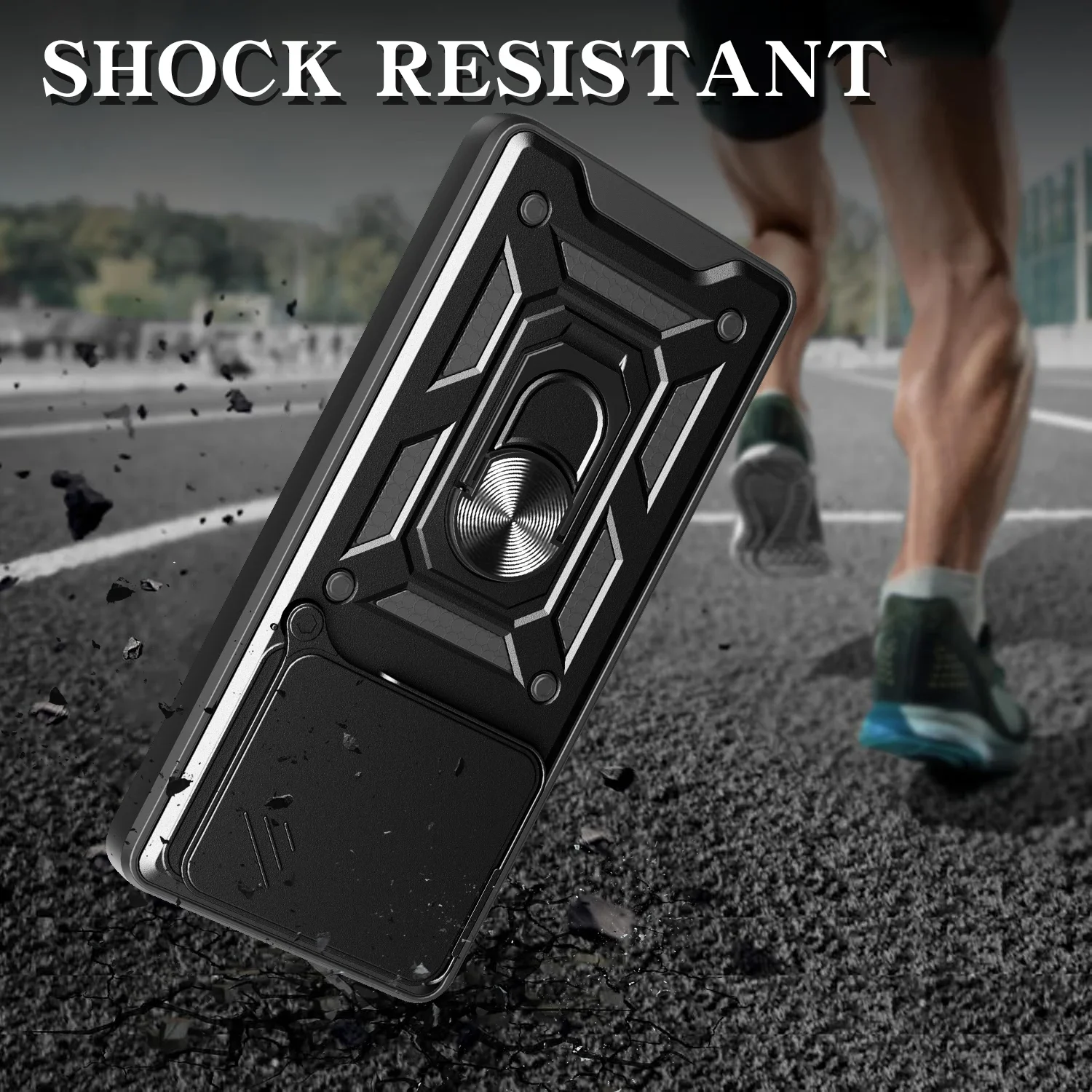 Противоударный чехол для Redmi Note 14 5G защитный с кольцом-подставкой камеры задняя