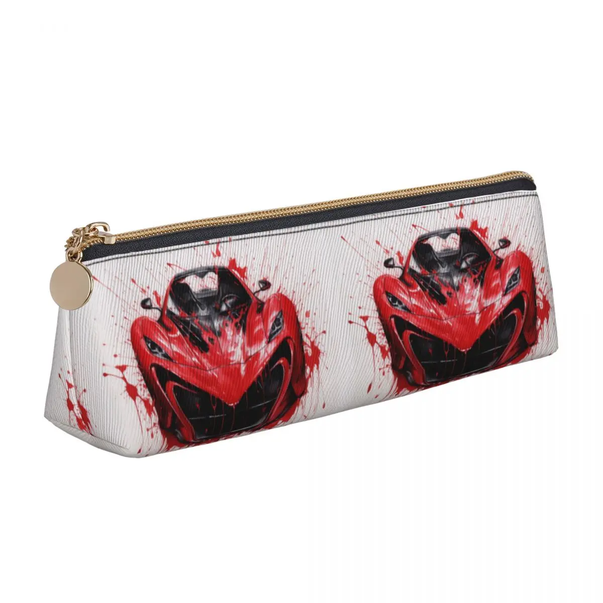 

Passionate Sports Car Triangle Pencil Case Hyper Artistic Ink Drawing Vintage Pencil Box Girls Boys School Leather Pen Bags