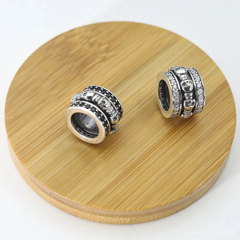 

Sterling silver jewelry pendant personality skeleton zirconium stone road through punk original design silver men's pendant