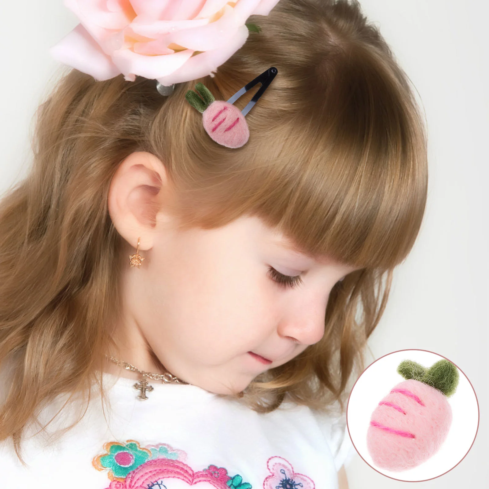 

Felt Hair Carrots Carrot Clip Pom Cartoon Hairpin Easter Plush Craft Vegetable Diy Wool Adorable Crafts Accessories Toy Children