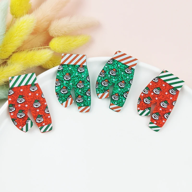 

JeQue 10Pcs Christmas Charms Shinny Santa Pants Acrylic Pendant For Keychain Necklace Jewelry Diy Making