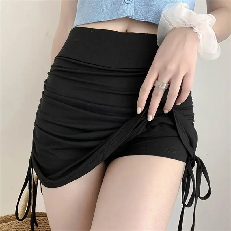 

Skirts Female Summer Autumn Period Ladies Thread Side Draw String Elastic Sexy Mini Skirts Womens Chic