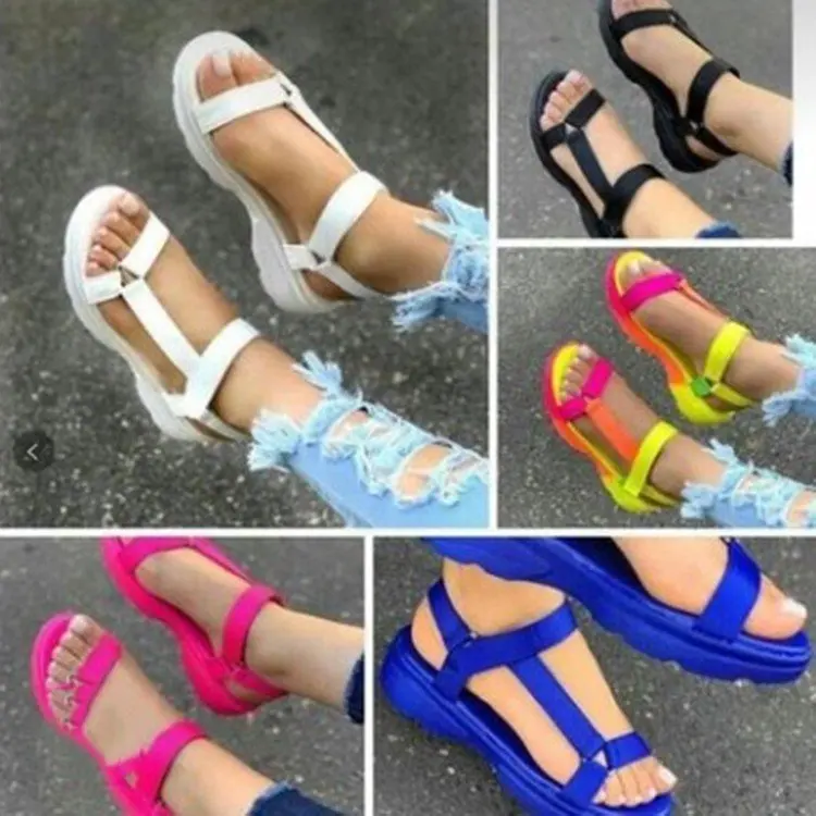 

Women's Sandals Fashion Casual Round Toe Flat Shoes Colorful Platform Comfort Roman Sandy Beach Sandals Sandalia Feminina Summer