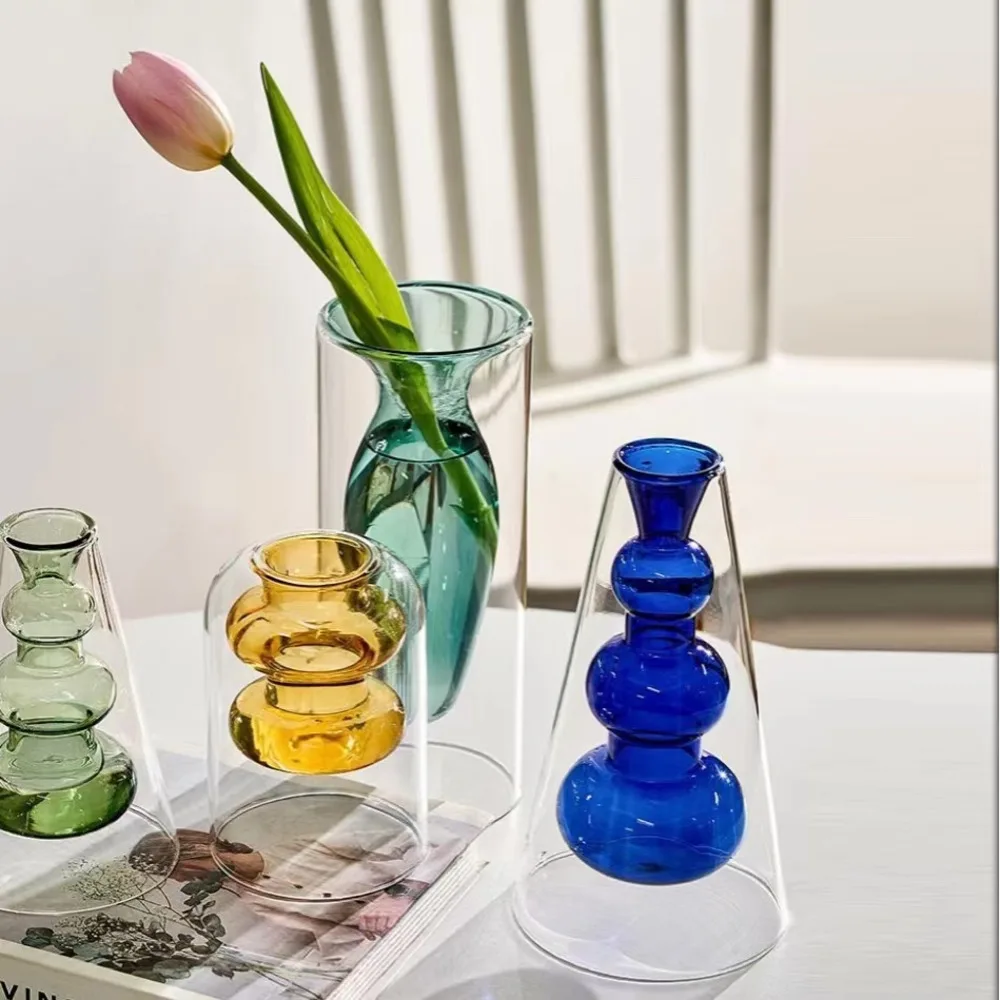 

Nordic Style Glass Vases Aesthetic Plant Accessories Table Decoration Flower Arrangement Hydroponic Bottle Modern Home Decor