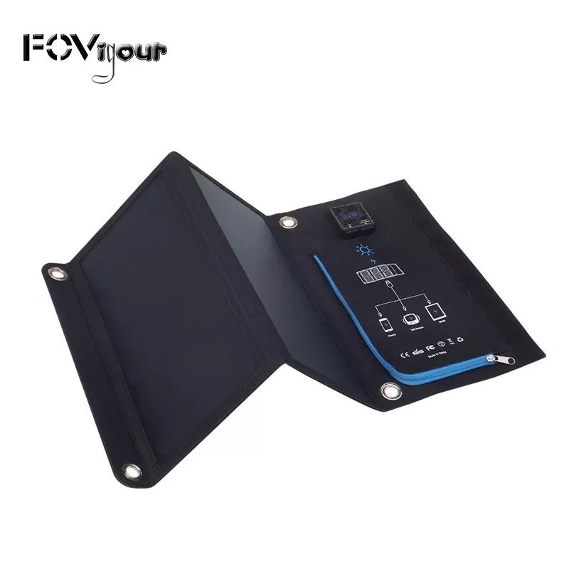 

2023NEW Fovigour SunPower 15W Solar Cells Charger 5V 2.1A USB Output Devices Portable Solar Panels for Smartphones