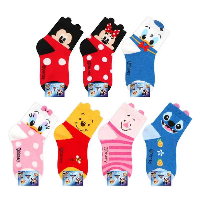 

Disney Mickey Minnie Winnie The Pooh Children Boys and Girls Sports Socks Cotton Cartoon Animation Cute Characters Breathable