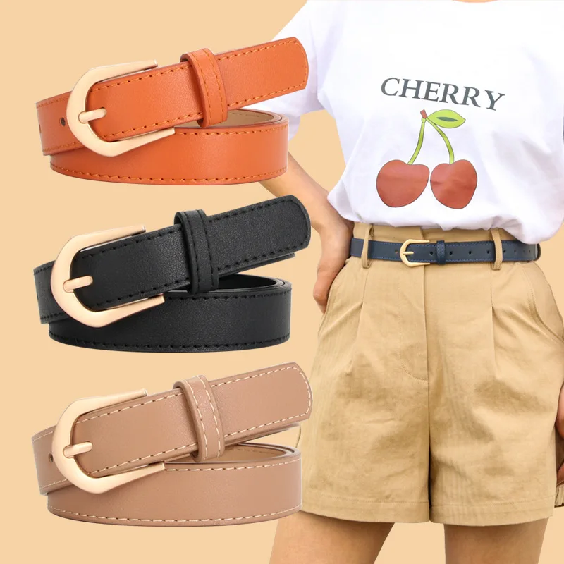 

Women Candy Faux Leather Belts Female Thin Skinny Waistband Adjustable Dress Pant Belts for Women Luxury Designer Brand