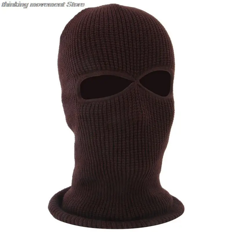 Зимняя вязаная шапка теплая мягкая Лыжная Шапка на все лицо с 2 отверстиями